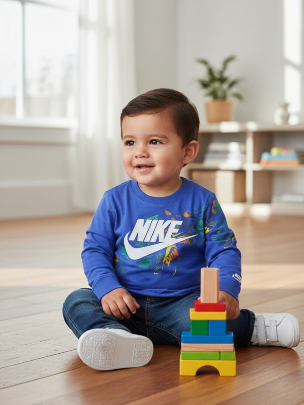 Nike Revealed Futura Long Sleeve Graphic Tee Blue Size 12M